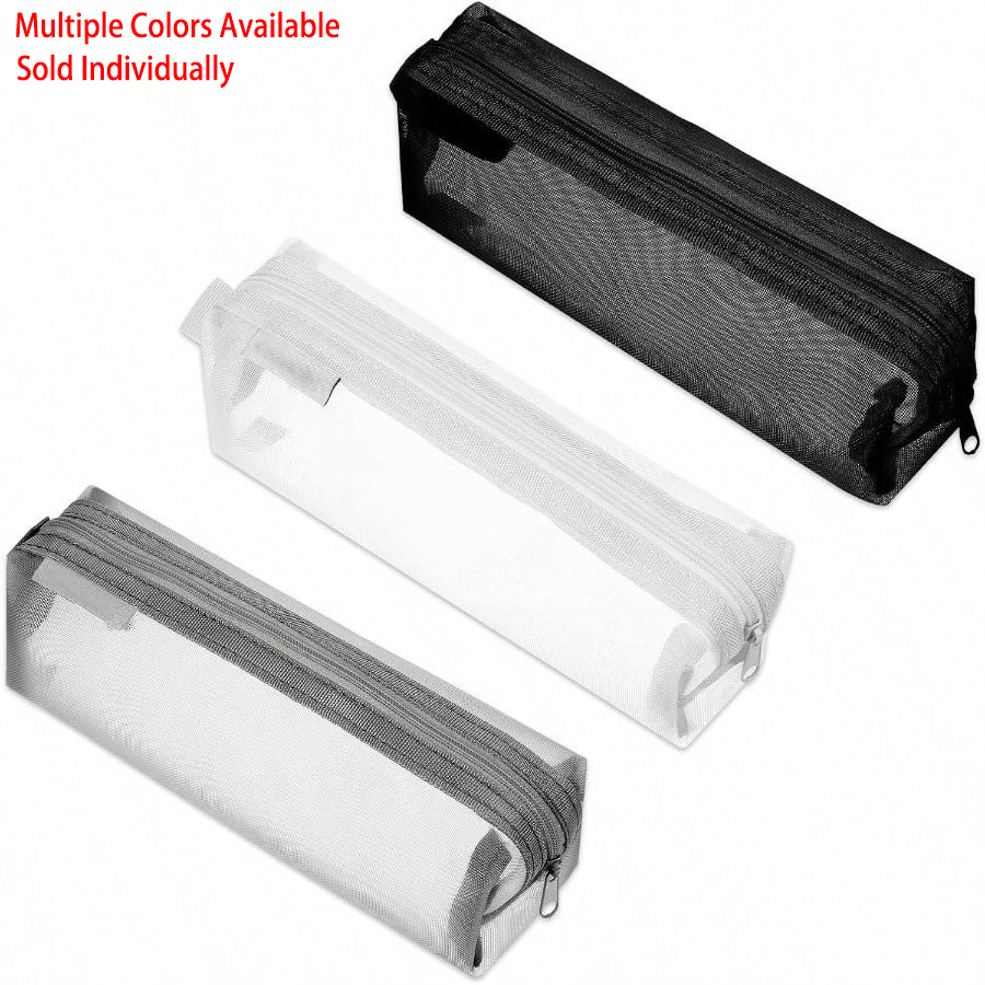 Clear Mesh Pencil Pouch For Exam - Transparentes Netz-Federmäppchen Minimalistisches Durchsichtiges Stiftetui Multifunktionale