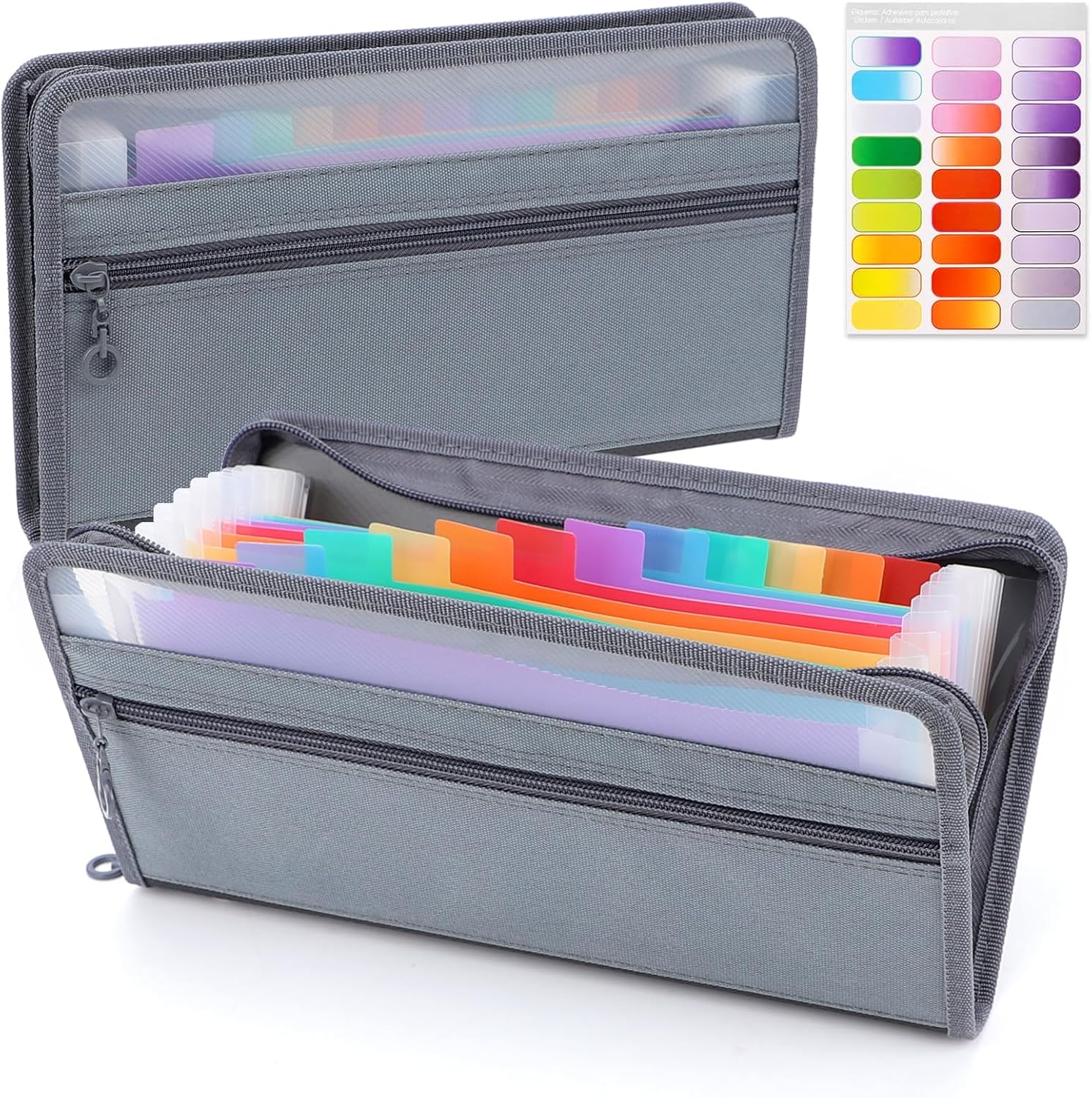 Expandable Accordion File Folder 13 Pockets - Kleiner Akkordeon-A6-Dateiordner mit sicherem Reißverschluss, 13-Fächer