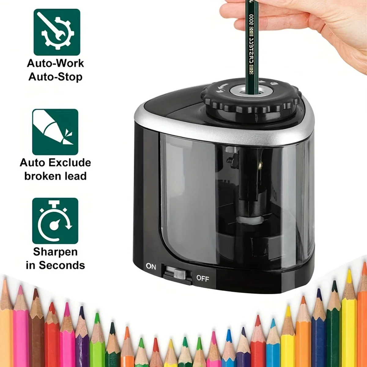 Electric Pencil Sharpener Usb - Elektrischer Spitzer, automatischer Desktop-Bleistiftspitzer, geeignet für