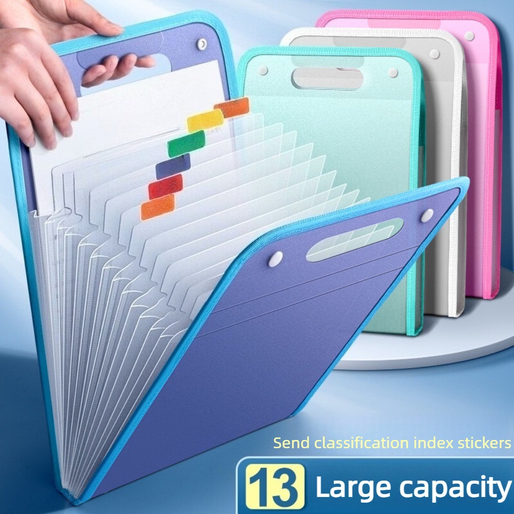 Expandable Accordion File Folder 13 Pockets - Transparente Akkordeon-Aktenmappe mit 13 Fächern, Erweiterbare