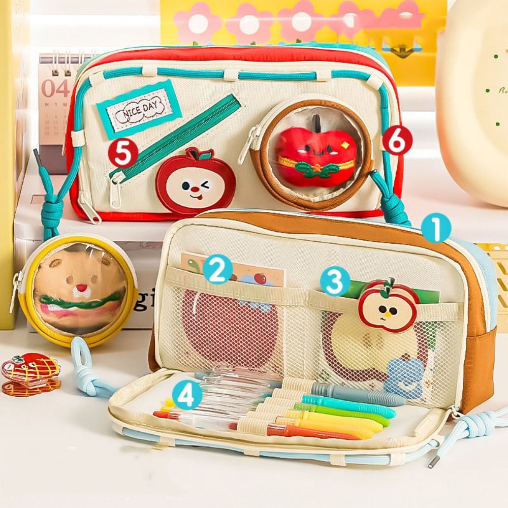 Aesthetic Large Pencil Case Pouch - Große Kapazität Hamburger Federmäppchen Ästhetische Köstliche