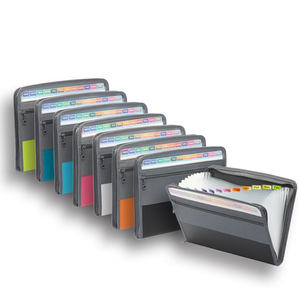 Expandable Accordion File Folder 13 Pockets - PVC Erweiterbare Aktenmappe A4-Format Mit Reißverschluss
