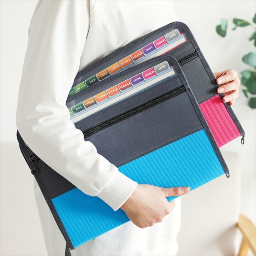 Expandable Accordion File Folder 13 Pockets - 13-Fächer Erweiterbare Aktenmappe A4 Vordere Stifttasche
