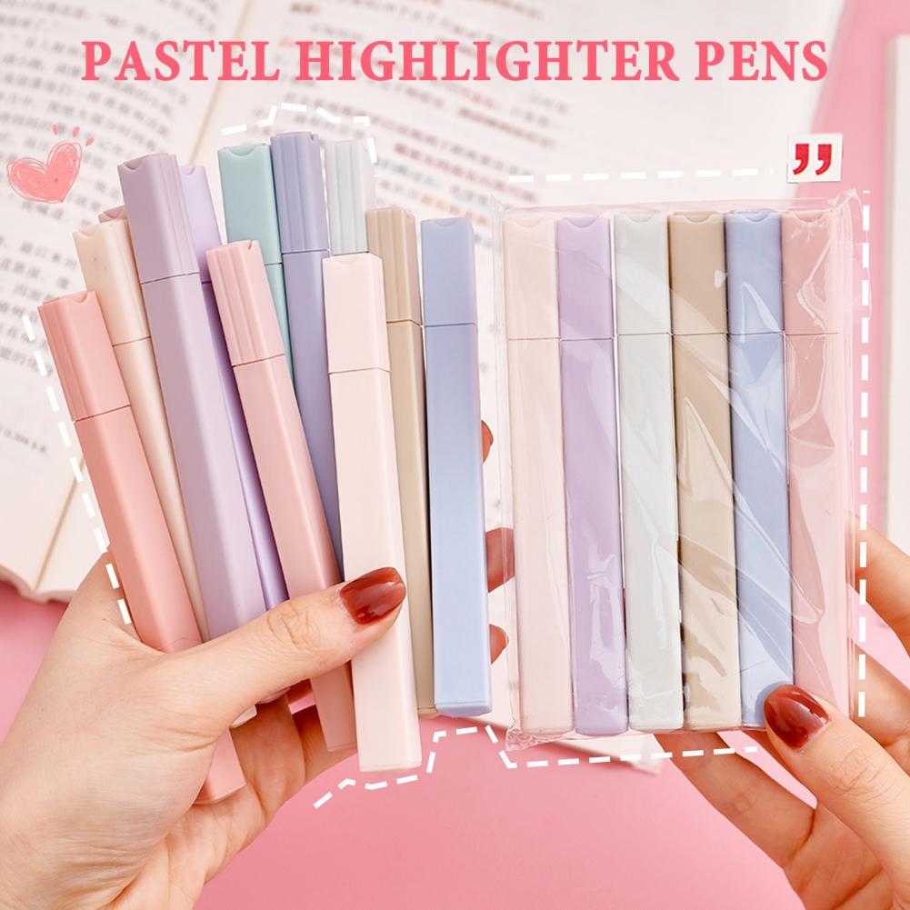 Pastel Highlighter Set Double Ended - Bunte Textmarker, 6-teiliges Pastell-Textmarker-Set, Augenschonende Marker