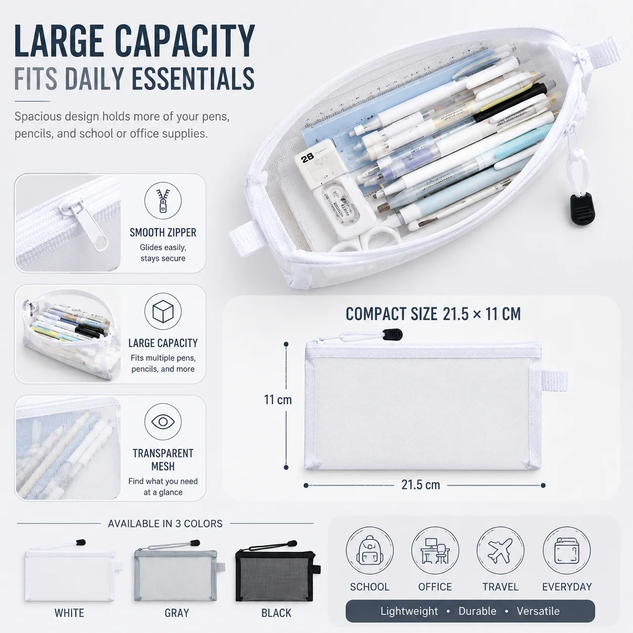 Transparente Netz-Stifttasche, – Clear Mesh Pencil Pouch For Exam Bewertung und Preis