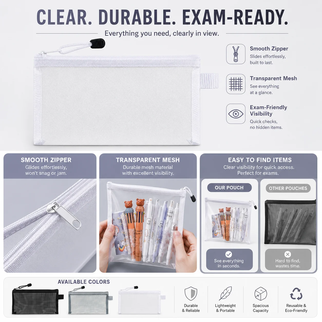 Transparente Netztasche für St – Clear Mesh Pencil Pouch For Exam Bewertung und Preis