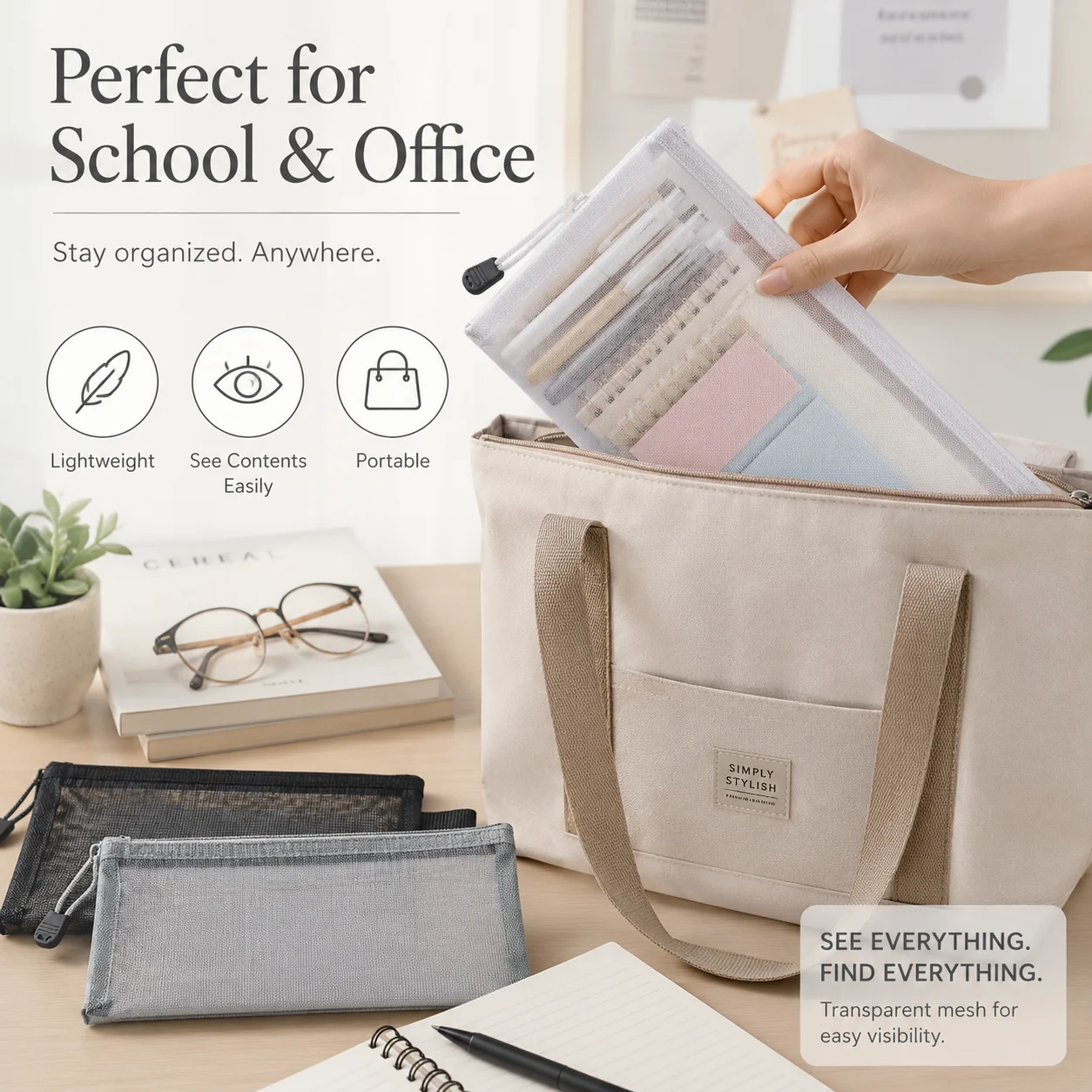 Transparentes Netz-Federmäppch – Clear Mesh Pencil Pouch For Exam Bewertung und Preis