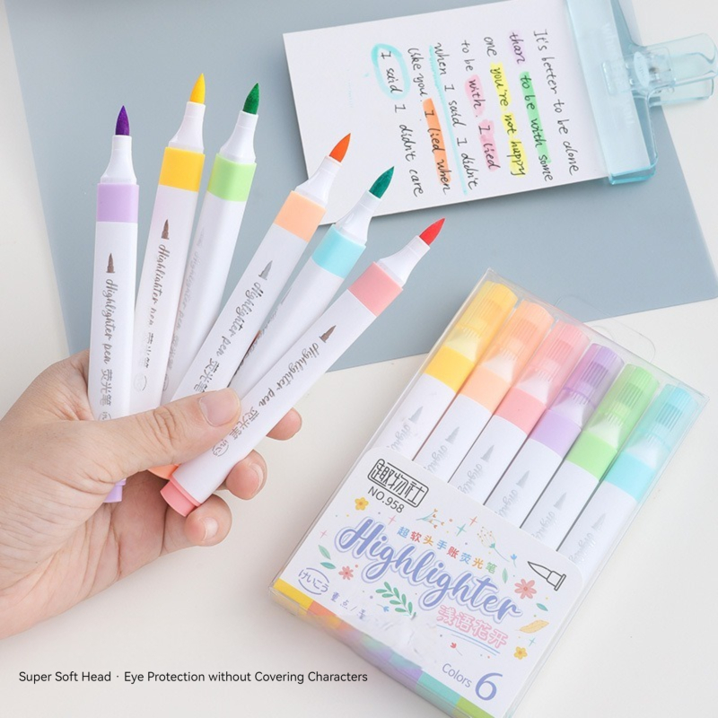 6-Farben-Textmarker-Set in Pas – Pastel Highlighter Set Double Ended Bewertung und Preis