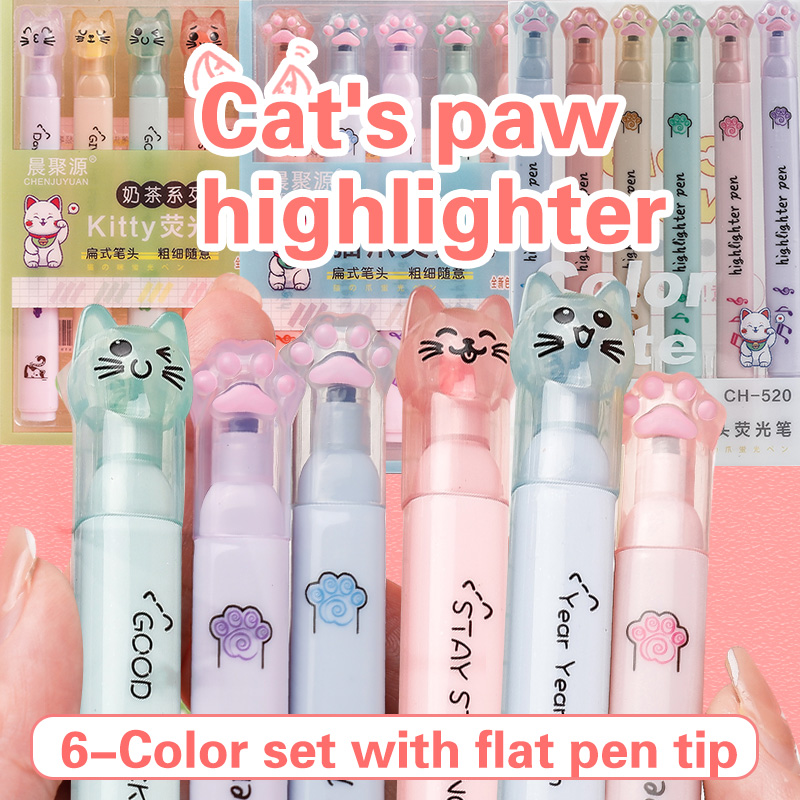 6 teile/paket Kawaii Katze Kla – Pastel Highlighter Set Double Ended Bewertung und Preis