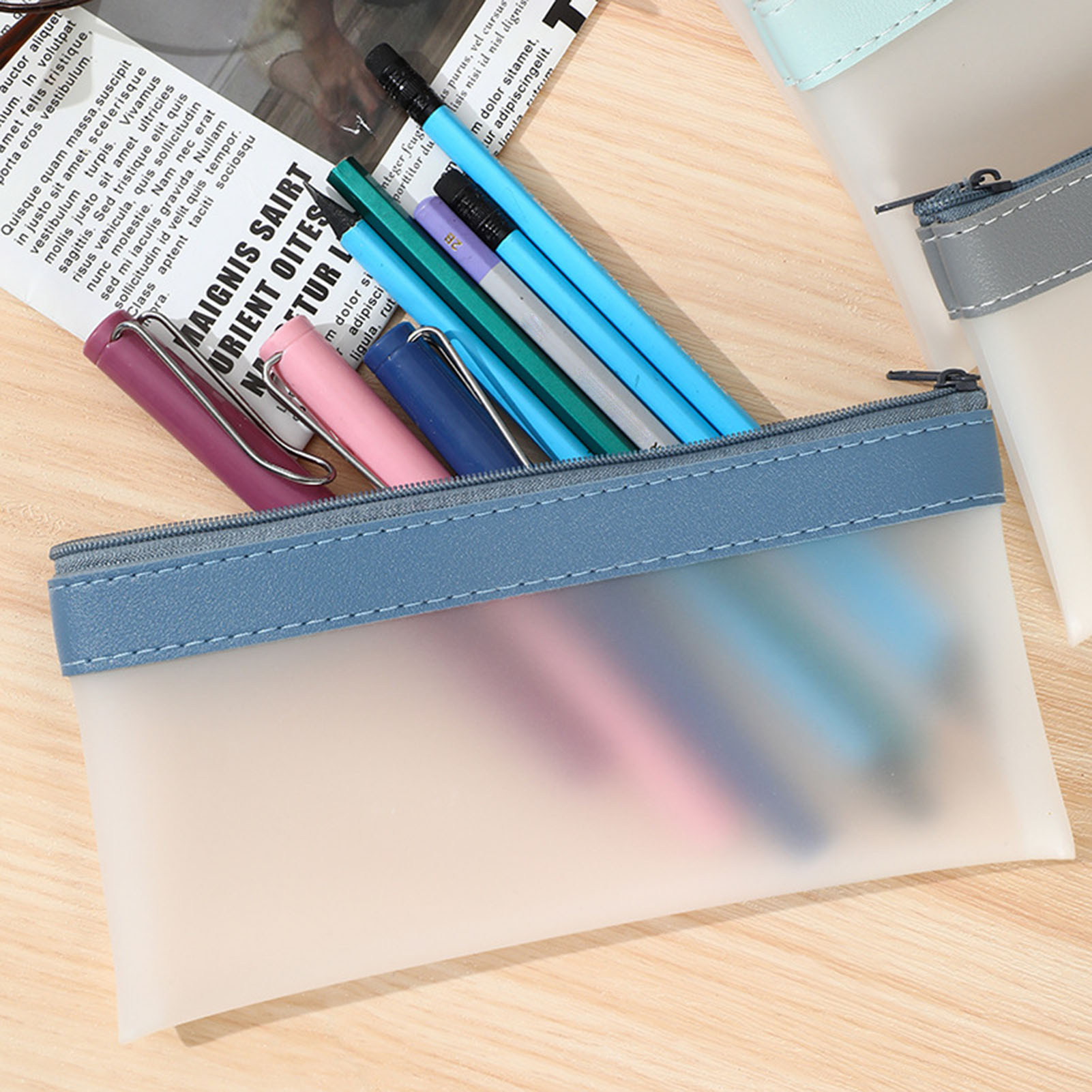 Transparente gefrostete Feder  – Aesthetic Large Pencil Case Pouch Bewertung und Preis