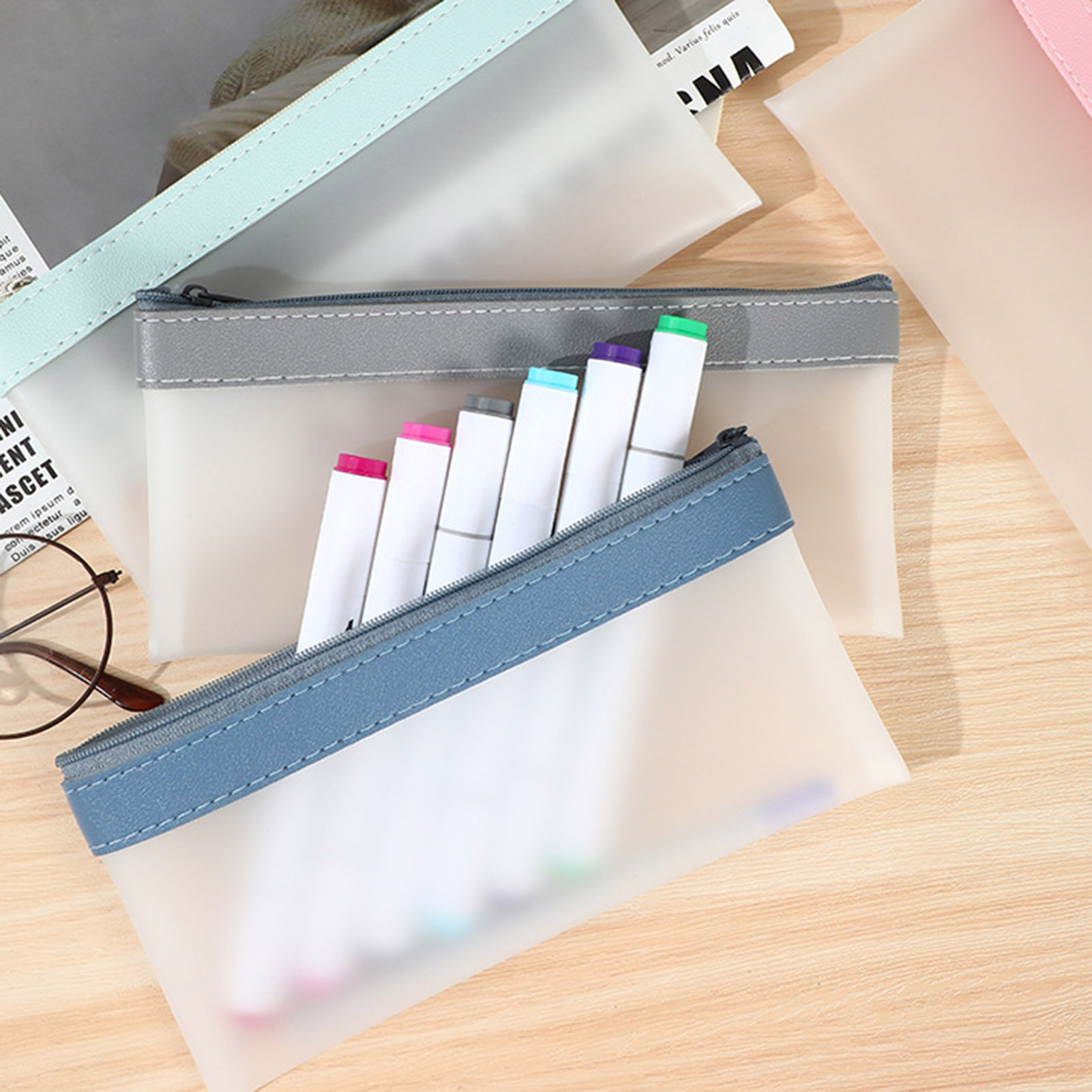 Transparente gefrostete Feder  – Aesthetic Large Pencil Case Pouch Bewertung und Preis
