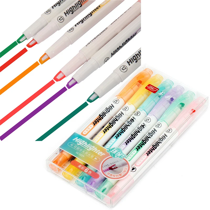 6 Farben/Set einzigartige Fens – Pastel Highlighter Set Double Ended Bewertung und Preis