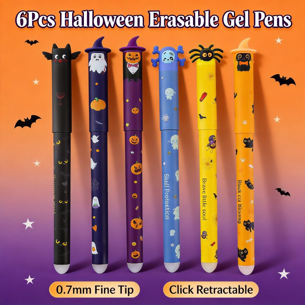1-6 Stück Halloween löschbare  – Retractable Eraser Pen Click Bewertung und Preis