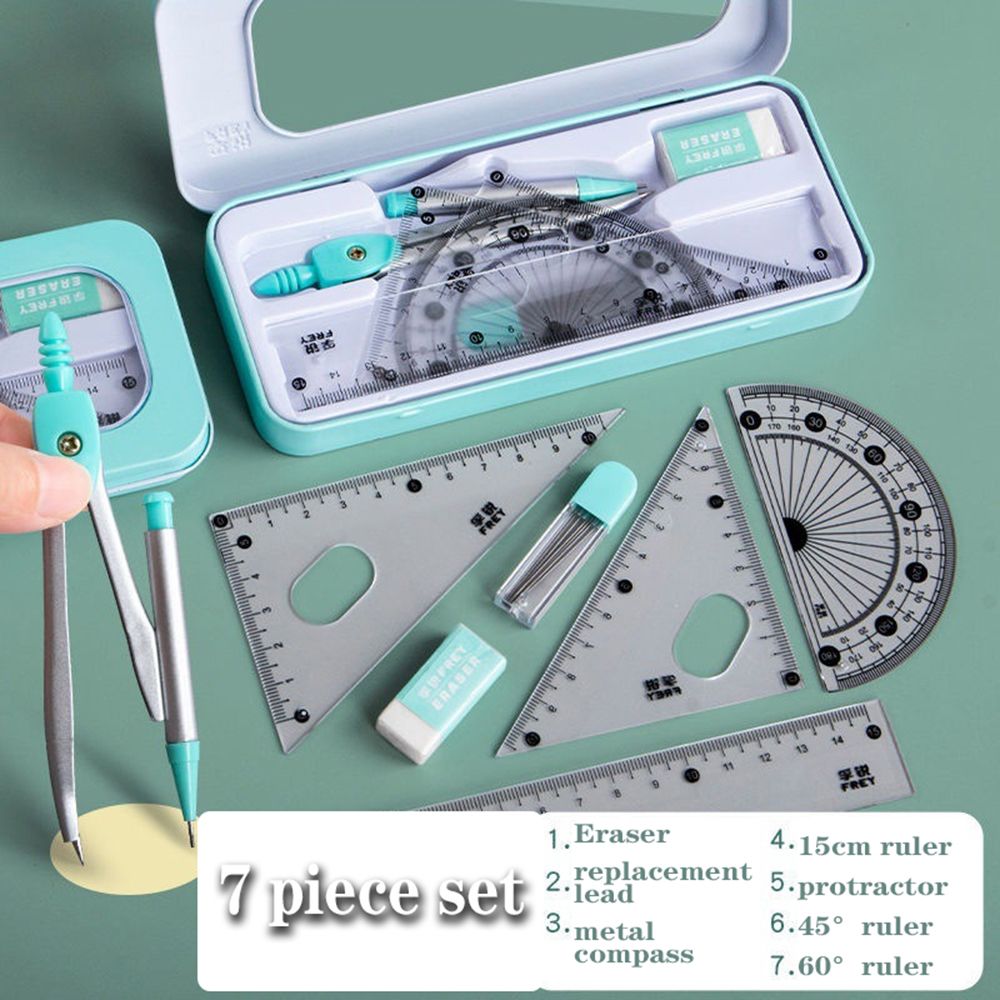 7 Teile/satz Lineal Kompass Bl – Math Geometry Set With Compass Bewertung und Preis